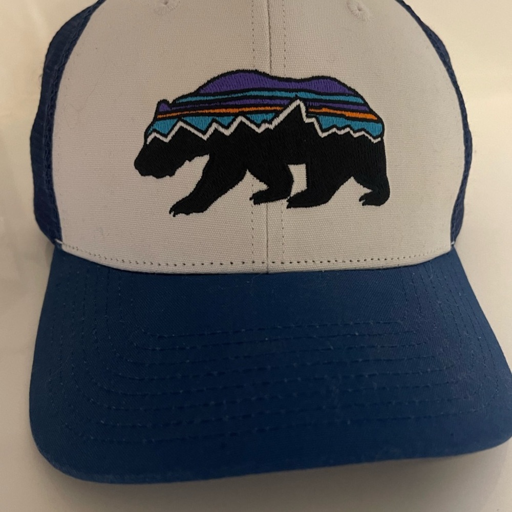 Patagonia Bear Trucker Hat - Blue and White
